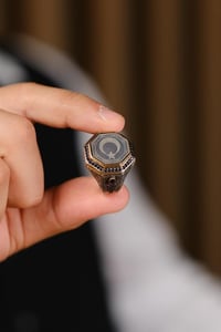 Ayyıldız Tasarım El İşçiliği Siyah Taşlı 925 Ayar Gümüş Yüzük