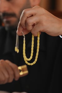 Bilek Boy Damla Kehribar Gümüş Tasarım Kapsül Model Tesbih (Amber), (مسبحة قطرة كهريبار)