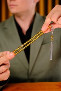Bilek Boy Damla Kehribar Gümüş Tasarım Tesbih (Amber), (مسبحة قطرة كهريبار)