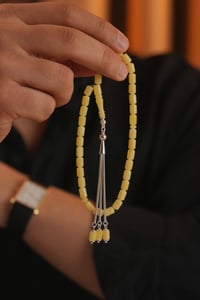 Bilek Boy Damla Kehribar Gümüş Tasarım Kapsül Model Tesbih (Amber), (مسبحة قطرة كهريبار)
