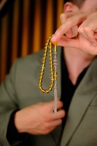Bilek Boy Damla Kehribar Gümüş Tasarım Tesbih (Amber), (مسبحة قطرة كهريبار)