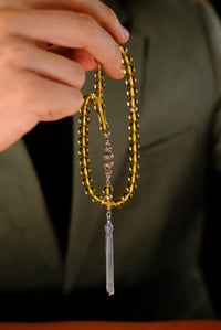 Bilek Boy Damla Kehribar Gümüş Tasarım Tesbih (Amber), (مسبحة قطرة كهريبار)