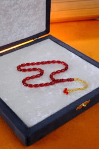 Bilek Boy Gold Tasarım Gümüş Püskül Vişne Ateş-i Sıkma Kehribar Tesbih