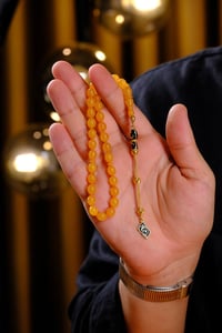 Bilek Boy Gümüş Ayyıldız Tasarım Ateş-i Sıkma Kehribar Tesbih