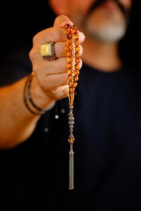 Bilek Boy Litvanya Damla Kehribar Gümüş Tasarım Tesbih (Amber), (مسبحة قطرة كهريبار)