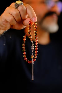Bilek Boy Litvanya Damla Kehribar Gümüş Tasarım Tesbih (Amber), (مسبحة قطرة كهريبار)