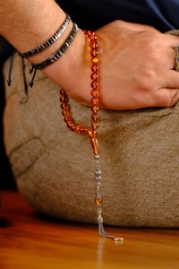 Bilek Boy Litvanya Damla Kehribar Gümüş Tasarım Tesbih (Amber), (مسبحة قطرة كهريبار)