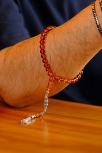 Bilek Boy Litvanya Damla Kehribar Gümüş Tasarım Tesbih (Amber), (مسبحة قطرة كهريبار)