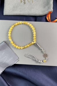 Bilek Boy Nakkaş İmame Kişiye Özel İsimli Tasarım Damla Kehribar Tesbih  (Amber), (مسبحة قطرة كهريبار)