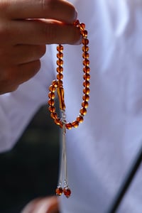 Bilek Boy Orjinal Damla Kehribar Gümüş Tasarım Tesbih (Amber), (مسبحة قطرة كهريبار)