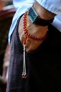 Bilek Boy Orjinal Damla Kehribar Gümüş Tasarım Tesbih (Amber), (مسبحة قطرة كهريبار)