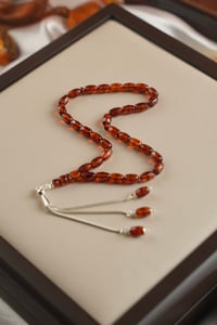 Bilek Boy Rus Damla Kehribarı Gümüş Tasarım Tesbih (Amber), (مسبحة قطرة كهريبار)