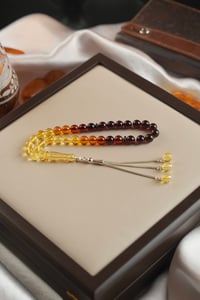 Bilek Boy Süzme Renk Damla Kehribar Gümüş Tasarım Tesbih (Amber), (مسبحة قطرة كهريبار)