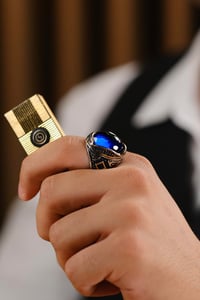 Cihandar Serisi El İşçiliği Mavi Taşlı 925 Ayar Gümüş Yüzük