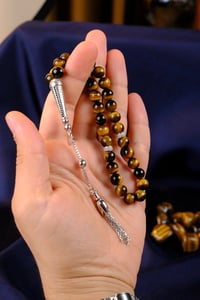 Diamond Serisi Gümüş Tasarım Kaplan Gözü Tesbih