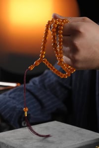Eski Usül Basık Model 99'luk Sıkma Kehribar Namaz Tesbihi