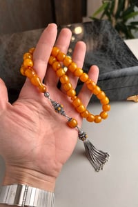 Eski Usul Efsane Hamur Sıkma Kehribar Gümüş Tasarım Tesbih