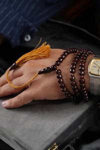 Eski Usül Tekerlek Model Kahverengi 99'luk Sıkma Kehribar Namaz Tesbihi