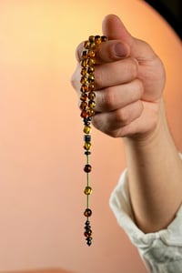 Fosilli Bilek Boy Litvanya Damla Kehribar Tesbih (Amber), (مسبحة قطرة كهريبار)