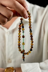 Fosilli Bilek Boy Litvanya Damla Kehribar Tesbih (Amber), (مسبحة قطرة كهريبار)