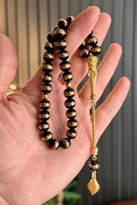 Gold Kaplama Oltu Taşı Tesbih 37