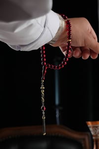 Gümüş Burma Tasarım Kırmızı Ateş-i Sıkma Kehribar Tesbih