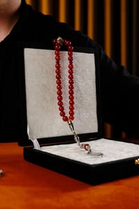 Gümüş Fakir Usta El İşçiliği Nakkaş İmame Tasarım Orjinal Sıkma Kehribar Tesbih