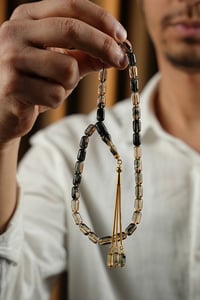 Gümüş Gold Tasarım Kapsül Model  Hareli Ateş-i Sıkma Kehribar Tesbih