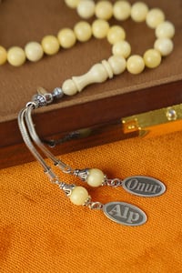 Gümüş İsimli Kişiye özel Tasarım Damla Kehribar (Amber), (مسبحة قطرة كهريبار)