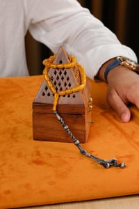 Gümüş Kazaz Tasarım Sıkma Kehribar Tesbih
