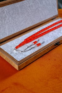 Gümüş Tasarım Ateş-i Sıkma Kehribar Turuncu Kes-me Tesbih 