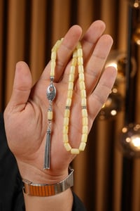Gümüş Tasarım Kapsül Model Orjinal Damla Kehribar Tesbih (Amber),(رمز الحصان)