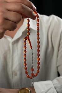 Gümüş Zülfikar Kılıcı Tasarım Beyzi Model Hareli Ateş-i Sıkma Kehribar Tesbih