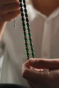 Gümüş Zülfikar Kılıcı Tasarım Beyzi Model Hareli Ateş-i Sıkma Kehribar Tesbih