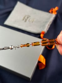 Harmony Serisi Gümüş Tasarım Turuncu Ateş-i Sıkma Kehribar Tesbih