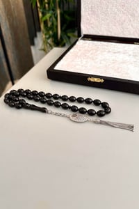 İri Boy Beyzi Model Erzurum Oltu Taşı Tesbih  9x12 mm