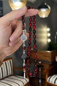 İsimli Tesbih Sıkma Kehribar Gümüş Tasarım