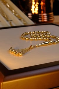 Kalem İşçilik Premium Tasarım 14 Ayar Altın Tesbih (5,5 x 8,5 mm)