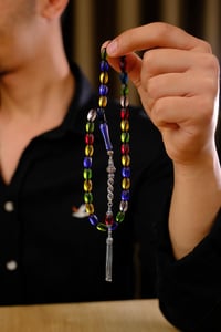 Kalem Oyma İşçilik Kapsül Kesim Multi Color Sıkma Kehribar Tesbih