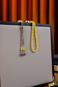Kapsül Model 3'lü Gümüş Püskül Tasarım Damla Kehribar Tesbih (Amber), (مسبحة قطرة كهريبار)