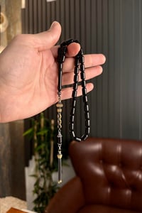 Kapsül Model Erzurum Oltu Taşı Burgu Gümüş Tesbih  6x10 mm