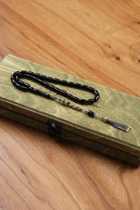 Kapsül Model Erzurum Oltu Taşı Burgu Gümüş Tesbih  6x10 mm