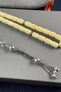 Kapsül Model Gümüş Örgü Tasarım Damla Kehribar Tesbih (Amber), (مسبحة قطرة كهريبار)