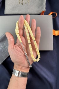 Kapsül Model Gümüş Örgü Tasarım Damla Kehribar Tesbih (Amber), (مسبحة قطرة كهريبار)