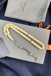 Kapsül Model Gümüş Örgü Tasarım Damla Kehribar Tesbih (Amber), (مسبحة قطرة كهريبار)