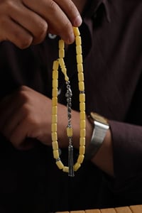 Kapsül Model Gümüş Tasarım Damla Kehribar Tesbih (Amber), (مسبحة قطرة كهريبار)
