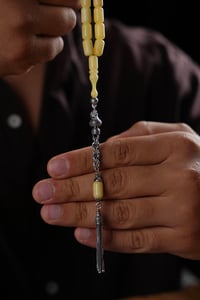 Kapsül Model Gümüş Tasarım Damla Kehribar Tesbih (Amber), (مسبحة قطرة كهريبار)