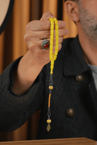 Kapsül Model Gümüş Tasarım Sarı Ateş-i Sıkma Kehribar Tesbih