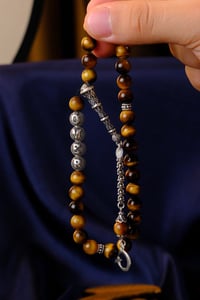 Kişiye Özel İsimli Gümüş Tasarım Kaplan Gözü Tesbih