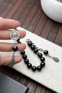 Kişiye Özel İsimli Oltu Taşı Gümüş Tasarım Zaza Tesbih